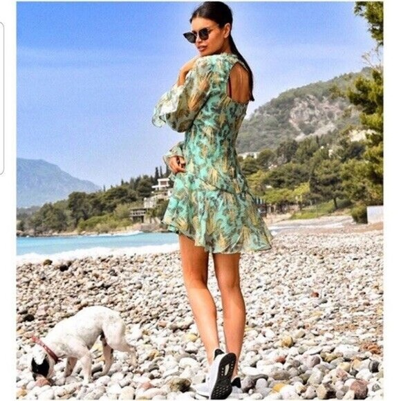 H&M CONSCIOUS EXCLUSIVE LYOCELL BLEND GREEN DRESS SIZE US 6 BLOGGERS FAVORITE - Picture 11 of 16